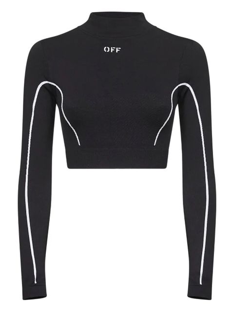 Off-White stripe-detail ribbed cropped sweatshirt - Black - zdjęcie produktu nr 1
