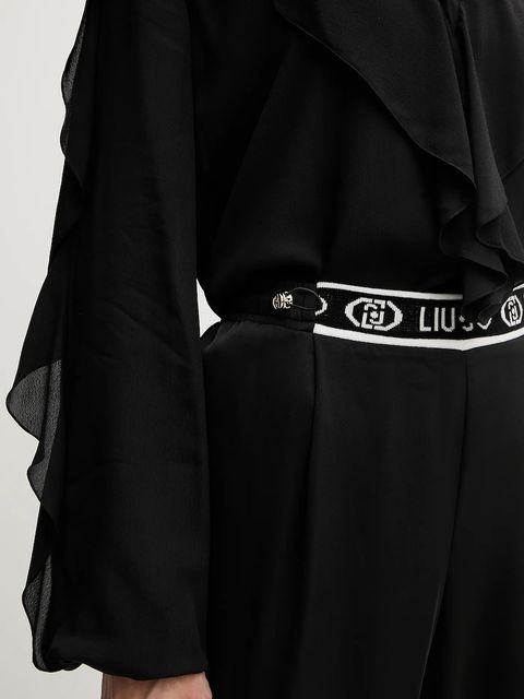 Liu Jo spodnie damskie kolor czarny proste high waist TF5192.T004A