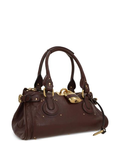 Chloé Paddington padlock studded tote bag - Brown