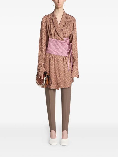 DRIES VAN NOTEN jacquard wrap top - Pink