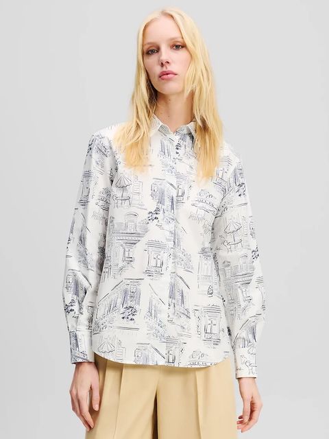 Karl Lagerfeld koszula bawełniana damska kolor biały relaxed z kołnierzykiem klasycznym A2W11023 - zdjęcie produktu nr 1