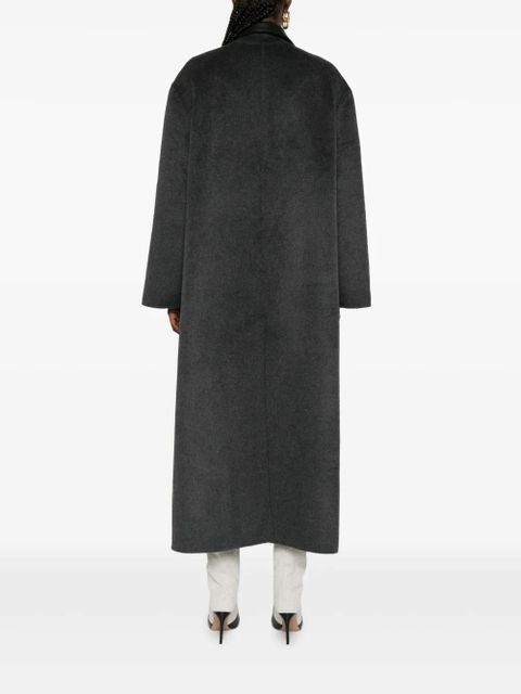 Nanushka leather-collar wool coat - Grey