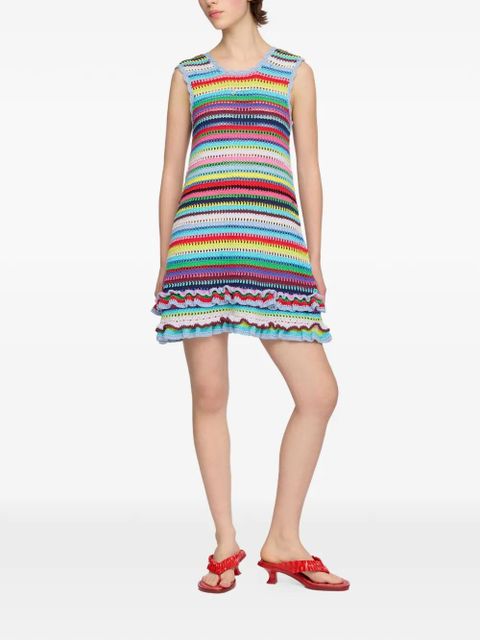 GANNI crochet-knit mini dress - Blue - zdjęcie produktu nr 2