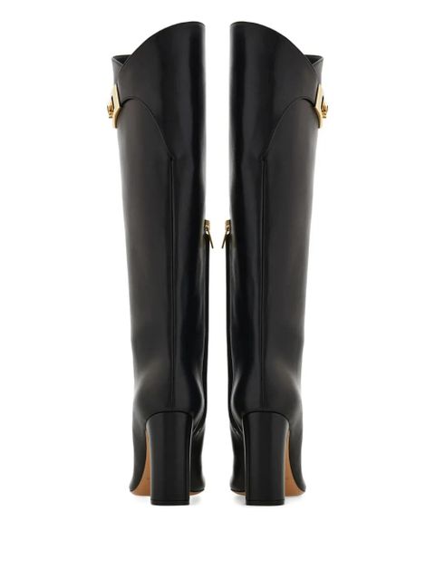 Ferragamo 90mm buckle-detail knee-high boots - Black