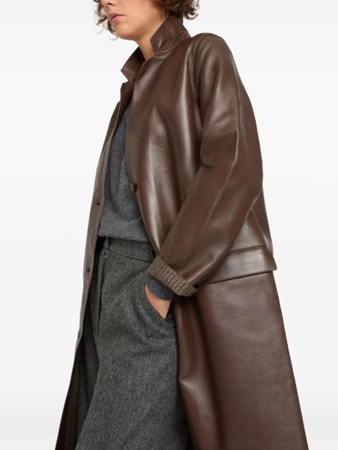 Yves Salomon panelled leather coat - Brown