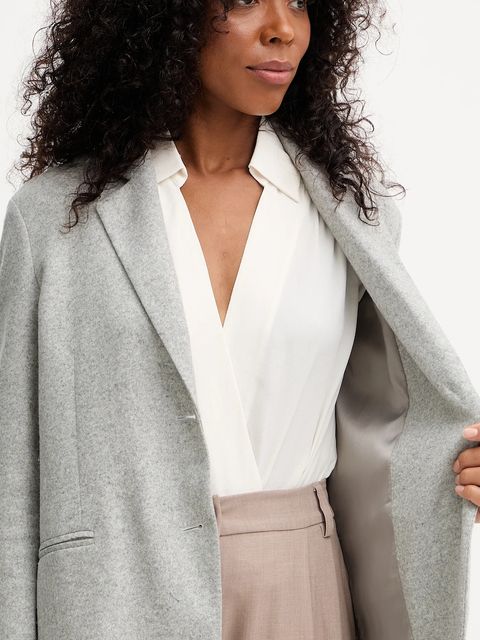 Liviana Conti marynarka z kaszmirem kolor szary jednorzędowa melanżowa F5WN46