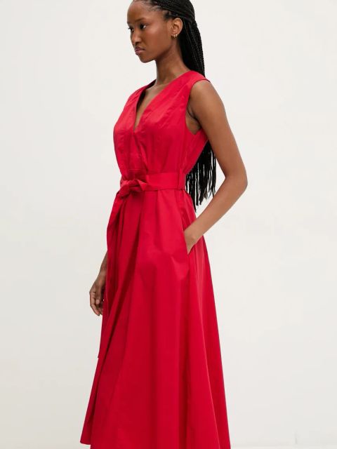 Answear Lab sukienka kolor czerwony midi rozkloszowana