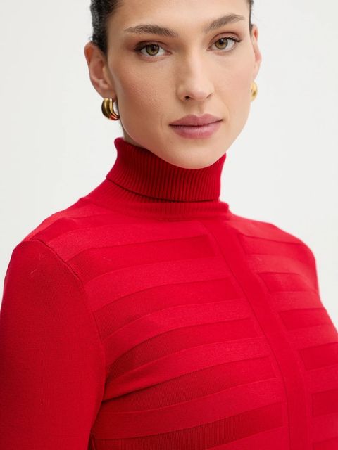 Morgan sweter MENTOS.M damski kolor czerwony z golfem MENTOS.M