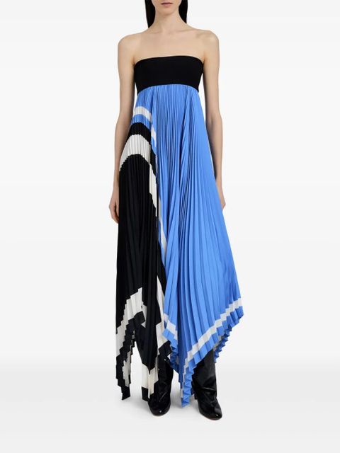Proenza Schouler pleated patterned asymmetric party dress - Blue - zdjęcie produktu nr 2