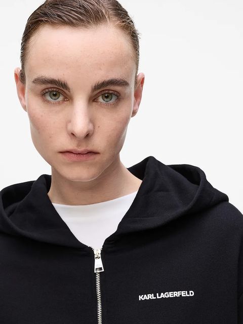 Karl Lagerfeld bluza damska kolor czarny z kapturem gładka A4W20068