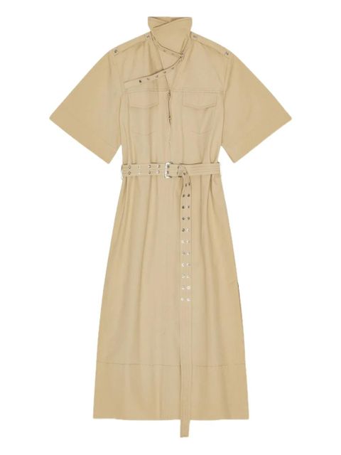 GANNI belted shirt dress - Neutrals