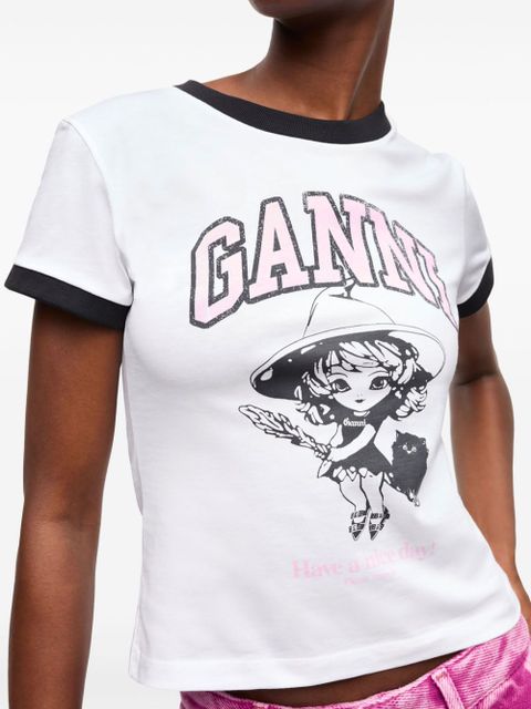 GANNI graphic-print T-shirt - White