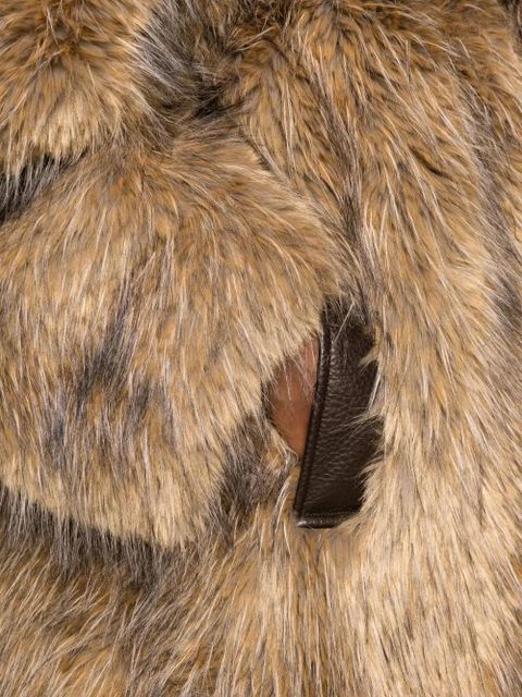 GANNI notched-lapel faux-fur coat - Neutrals