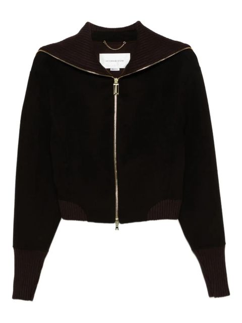 Victoria Beckham high-neck zip-front jacket - Brown - zdjęcie produktu nr 1