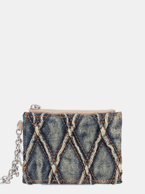 Diesel portfel CHARM-D CARD HOLDER WITH CHAIN damski kolor niebieski X10417.P5570 - zdjęcie produktu nr 1