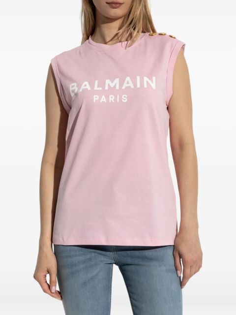 Balmain logo-print tank top - Pink