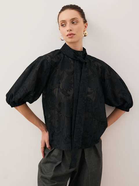 Bizuu koszula AZALEA damskie kolor czarny regular ze stójką AZALEA CZARNY - zdjęcie produktu nr 1