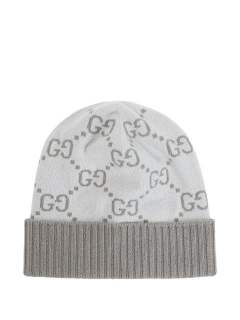 Gucci GG-jacquard ribbed-knit beanie hat - Grey - zdjęcie produktu nr 1