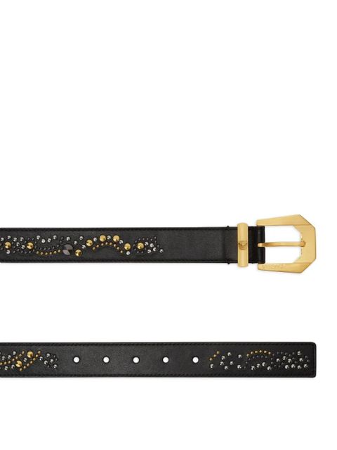 Versace crystal-embellished leather belt - Black