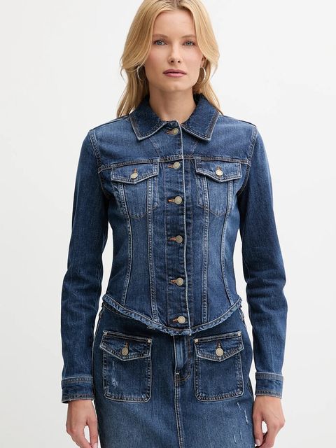 Guess kurtka jeansowa ANNALISE kolor granatowy przejściowa W5YN49 D5QP4 - zdjęcie produktu nr 1