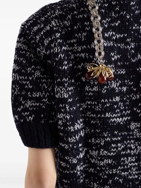 Prada short-sleeve pendant-embellished sweater - Blue