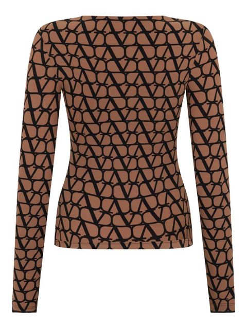 Valentino Garavani monogram-print long-sleeve top - Brown - zdjęcie produktu nr 2