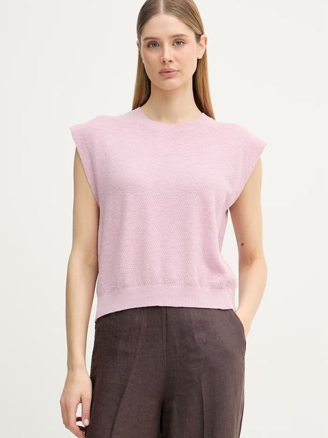 United Colors of Benetton top damski z lnu - zdjęcie produktu nr 2