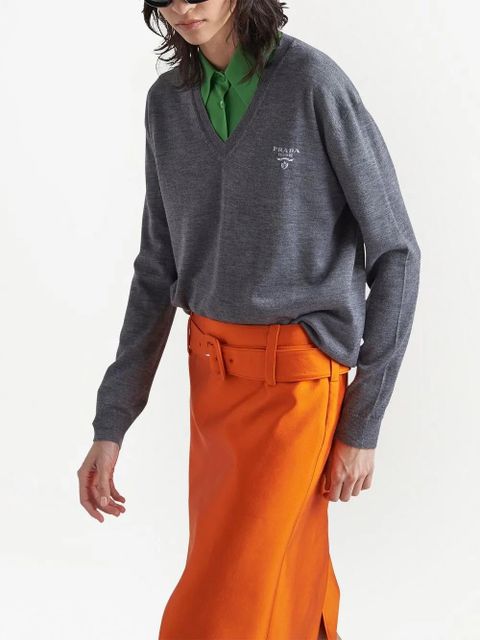 Prada V-neck cashmere jumper - Grey - zdjęcie produktu nr 2