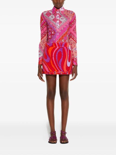 PUCCI Marmo-print embroidered mini skirt - Pink