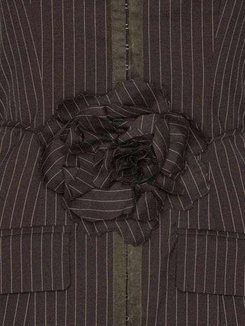 ROTATE BIRGER CHRISTENSEN pinstripe rose-embellished mini dress - Brown