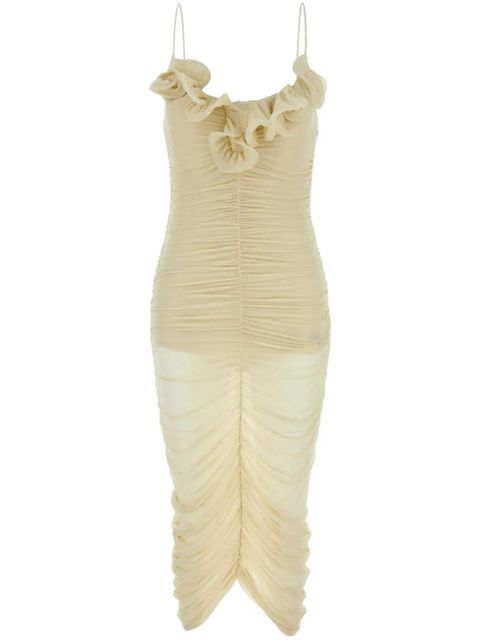 Magda Butrym Semi-sheer ruched midi dress - Neutrals - zdjęcie produktu nr 1