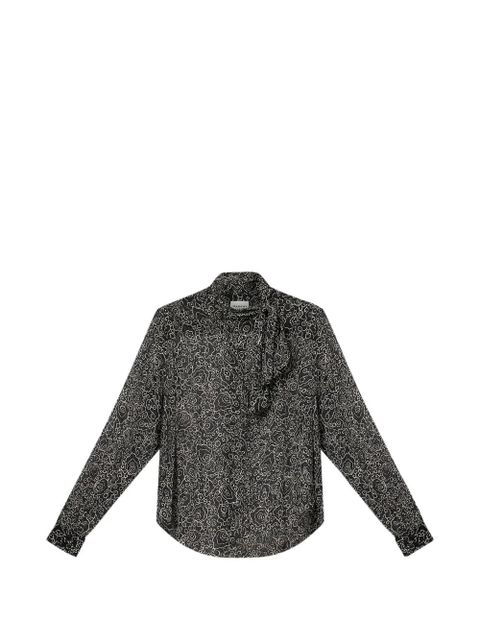 MARANT ÉTOILE pussy-bow print leona top - Black - zdjęcie produktu nr 1