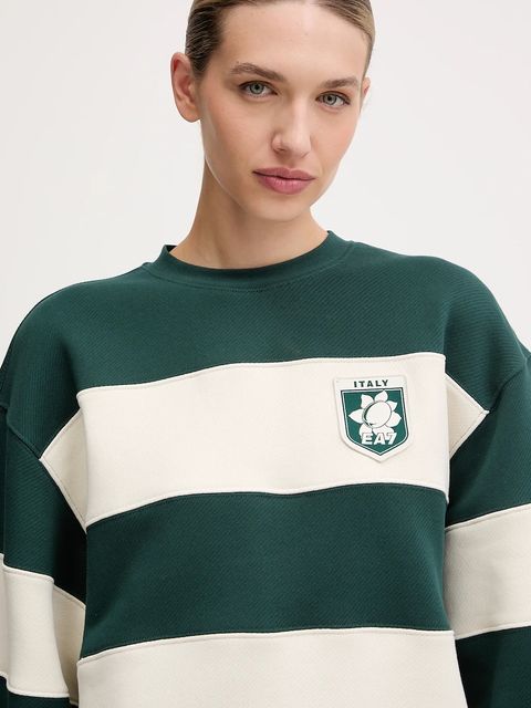 EA7 Emporio Armani bluza bawełniana damska kolor zielony z aplikacją AF16427.7X000143