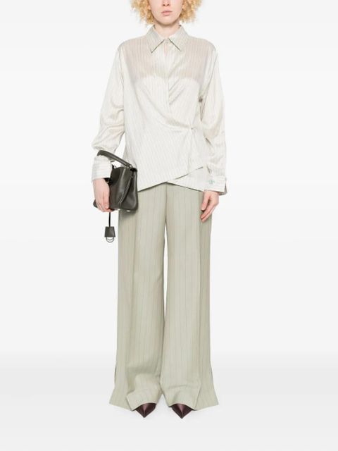 FENDI pinstripe wrap-tie blouse - White