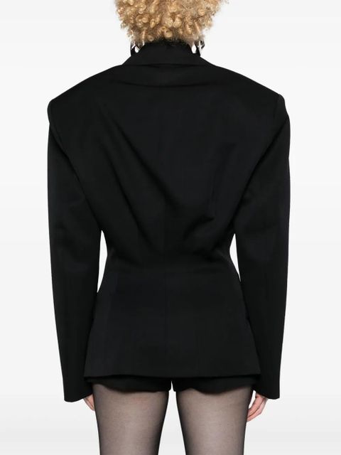 The Attico single-breasted maxi-shoulders blazer - Black
