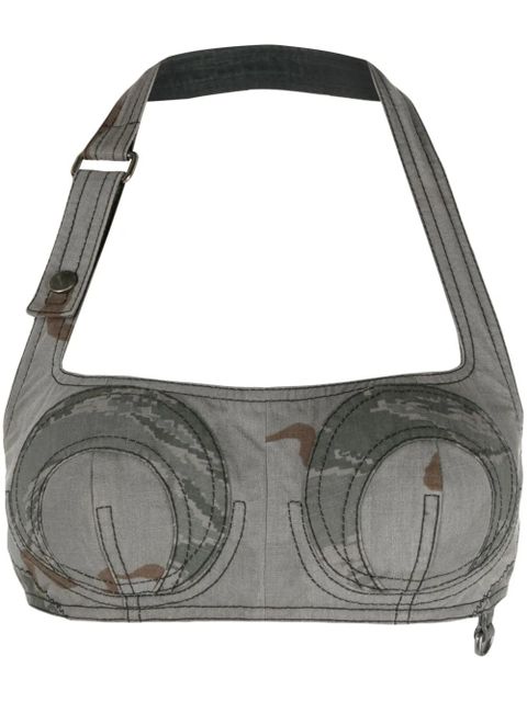 Marine Serre Regenerated camouflage-print bustier top - Grey - zdjęcie produktu nr 1