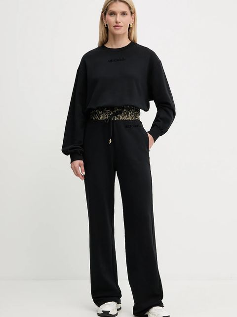 Just Cavalli bluza bawełniana damska kolor czarny gładka 79PAIE20 CF100 - zdjęcie produktu nr 2