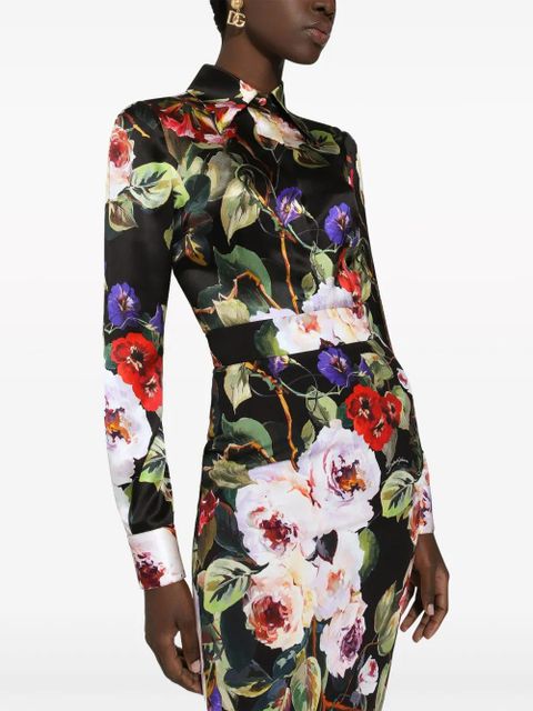 Dolce & Gabbana floral-print long-sleeve shirt - Black