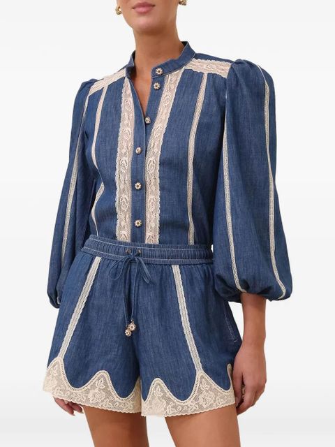 ZIMMERMANN Awaken lace panelled shirt - Blue
