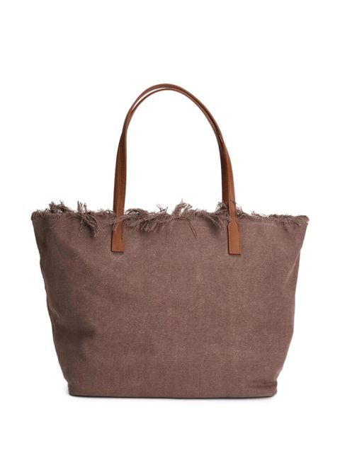 MC2 Saint Barth City fringed-trim canvas tote bag - Brown - zdjęcie produktu nr 2