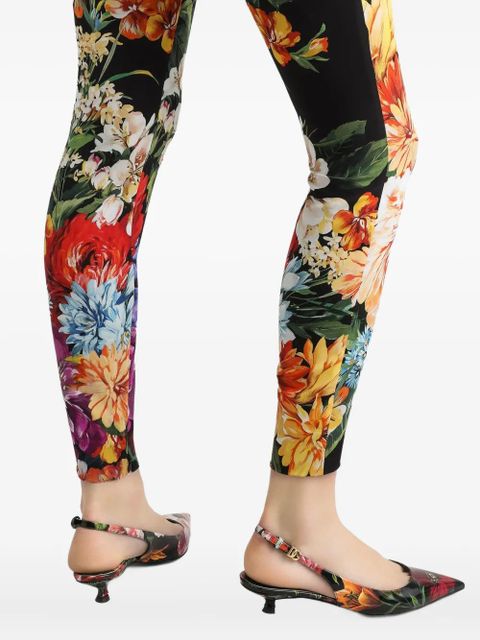 Dolce & Gabbana flower Bouquet-print charmeuse pants - Black