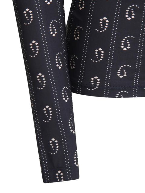 Tory Burch geometric-print turtleneck top - Blue