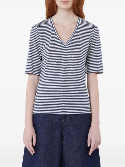 Max Mara Opzione striped V-neck T-shirt - Blue