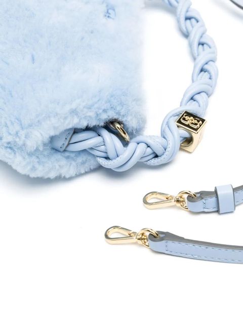 GANNI mini Bou faux-fur crossbody bag - Blue