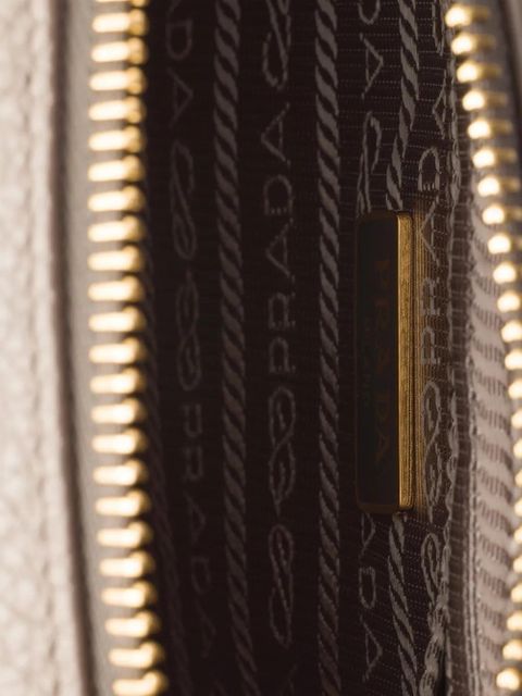 Prada mini zip triangle-logo leather shoulder bag - Grey