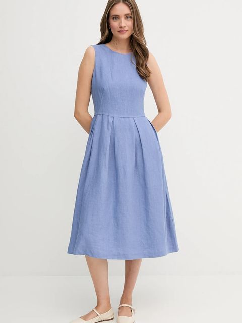 OUI sukienka lniana kolor niebieski mini rozkloszowana 92851 - zdjęcie produktu nr 1