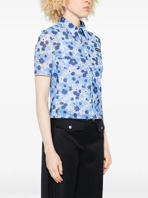 Miu Miu floral zip shirt - Blue
