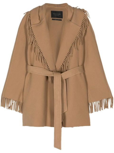 Balenciaga fringed-edge hooded cardi-coat - Neutrals - zdjęcie produktu nr 1