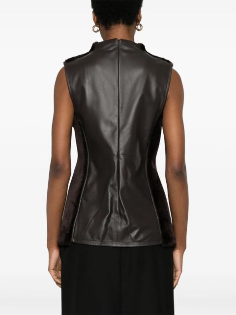 TOTEME shearling-panel top - Brown