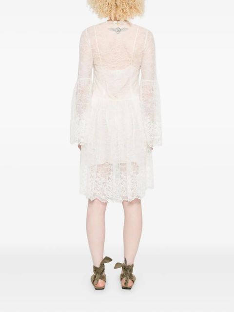 Chloé lace bell-sleeve mini dress - Neutrals